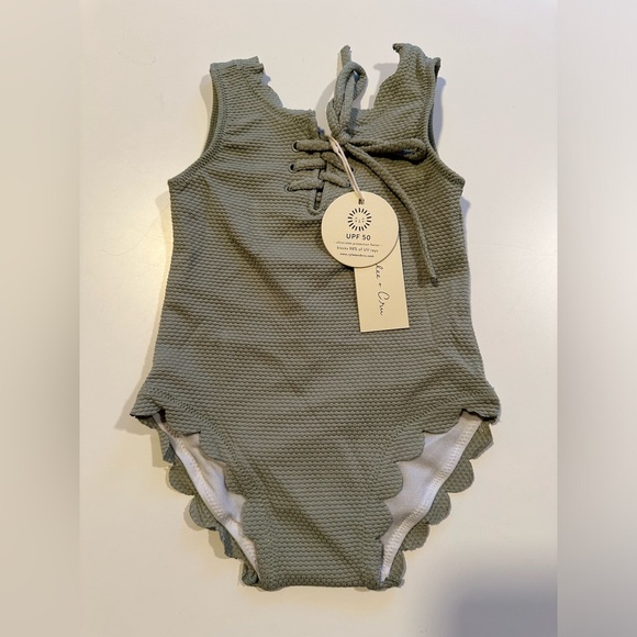 NWT Rylee + Cru Laced One Piece Swimsuit in Seafoam, size 3-6 months - Picture 10 of 13